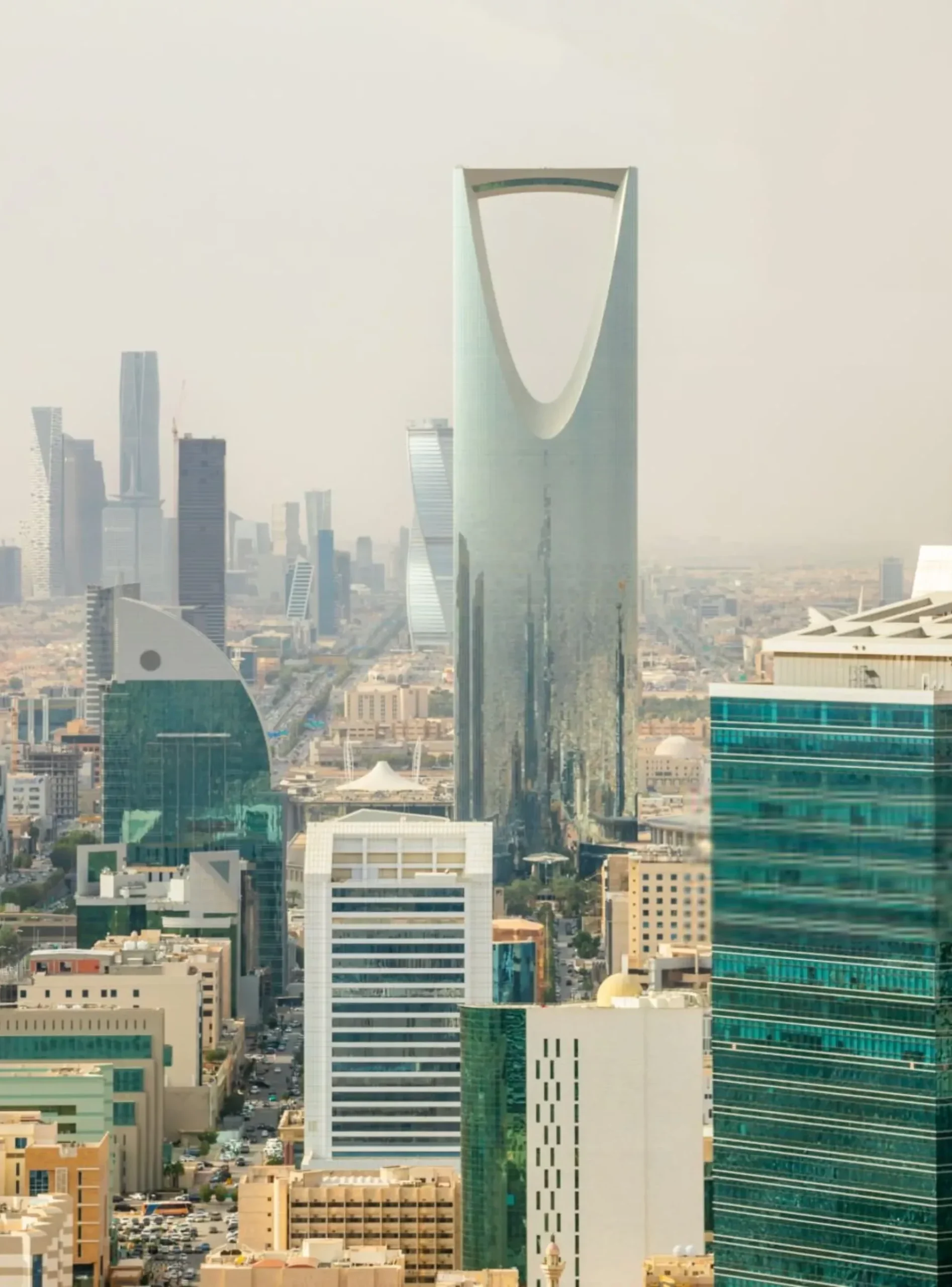 Aerial panorama of downtown of Riyadh city with skyscrapers-min